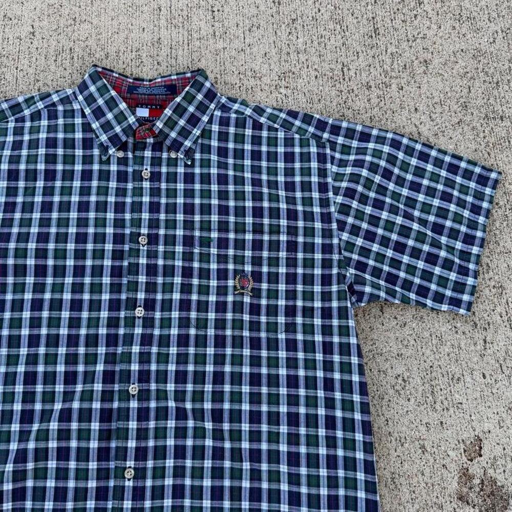 Vintage tommy hilfiger button up plaid shirt Medium